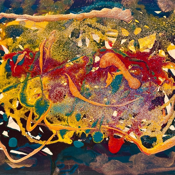 Original Abstract Painting on Canvas – 12x9 Mixed Media Wall Art with Glitter